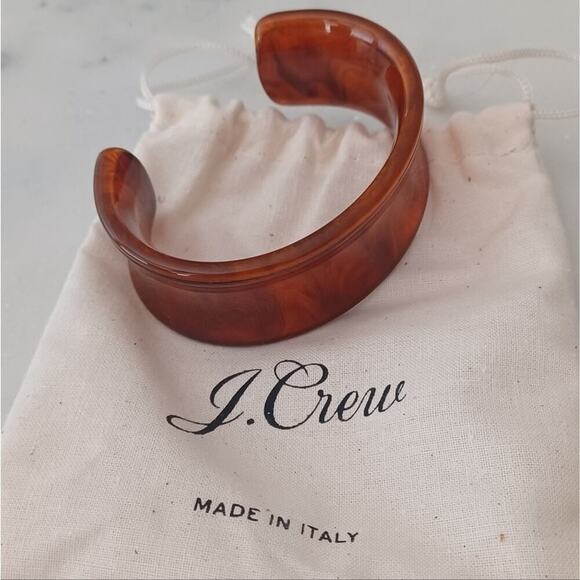 J. Crew Jewelry - *SOLD* J. Crew Chunky Acrylic Cuff Warm Sepia Tortoise NWT Italian